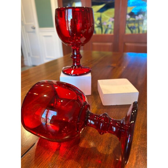 Ruby Red Vintage Imperial Hoffman House Glass Goblets. - Picture 6 of 7